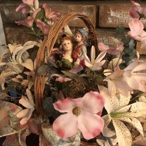Handcrafted “Mother and Child” Floral Basket Decor